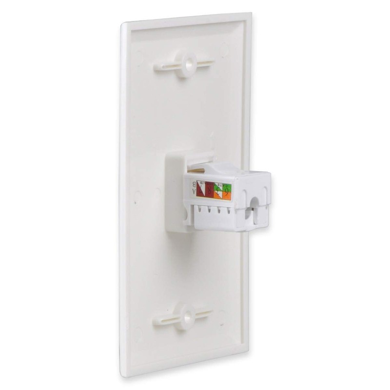 Ethernet Wall Plate, HTTX White 1-Port CAT6 Wall Plate with