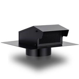 Rossesay Roof Vent Cap with Damper Removable Screen and Bottom Extension Kitchen Range Hood Roof Vent Cap Steel Roof Bathroom Exhaust Vent for Ventilation System, Black (4 Inch)