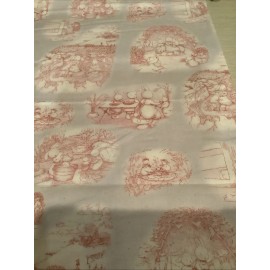 VIP Bunnies By The Bay Cotton Fabric VIP Red On Grayish Mauve BTY