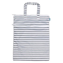 Teamoy Travel Nappy Bag Hanging for Wet and Dry Clothes, Nappy Cloth Dirty Clothes Organiser with Two Zips, Washable and Waterproof Material, Grey Wave