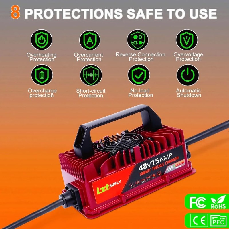 Lztsuply 48V 15Amp Golf Cart Battery Charger for EZGO RXV