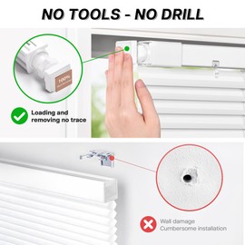 LazBlinds No Tools No Drill Cordless 1" Aluminum Mini Blinds, 100% Privacy S-Curve Blinds for Windows, Room Darkening Horizontal Window Blinds and Shades for Home, 26" W x 36" H, White