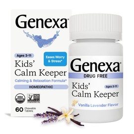 Genexa Kid’s Calm Keeper | Stress Relief for Children | Eases Worries & Tensions| Natural Vanilla & Lavender Flavor | Certified Vegan, Gluten Free, & Non-GMO | 60 Chewable Tablets for Ages 3-11​