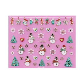 Christmas Man Candycanes Snowflakes 3D Nail Stickers Tj052 Tj050 Gold Nail Wraps Stickers Manicure Supplies for Women Nails Full Long Lasting Easy Apply and Remove