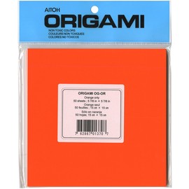 Aitoh OG-OR Origami-Sheet 5.875-Inch-by-5.875-Inch, Orange, 50-Pack