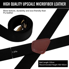 Risipu Braces for Men Elastic X Style Adjustable Braces Extra Strong Wide 3.5 cm with Very Strong 4 Metal Clips One Size for Men and Women, black