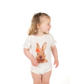 Funky Junque Unisex Baby Short Sleeve Onesies Bodysuits Cute Graphic Design Baby Essentials, Floral Bunny, S - 0-6 Months