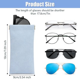 Sightor Sunglass Case, 2 Pcs Travel Soft Eyeglass Cases for Women Portable Squeeze Top Leather Glasses Pouch (Rose, Blue)