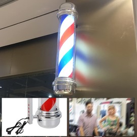Silencear 28" Barber Pole LED Light, Rotating Barber Shop Pole Stripes Rotating Light Red/White/Blue Light LED Strip for Hair Salon Barber Shop, Save Energy