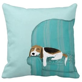 Aidoue Happy Couch Dog - Cute Beagle Relaxing Pillowcase Decorate for a Sofa Pillow Cover Cushion 18"