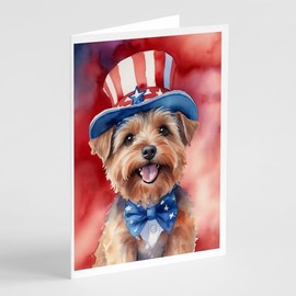 Caroline's Treasures Norfolk Terrier Patriotic American Greeting Cards Pack of 8 Blank Cards with Envelopes Whimsical A7 Size 5x7 Blank Note Cards