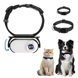 Cat Camera Collar, HD 1080P Dog Collar Camera, 120° Wide Angle Lens, Mini Body Camera Action Camera for Dogs Cats Present Indoor Outdoor, OTG Support (White)