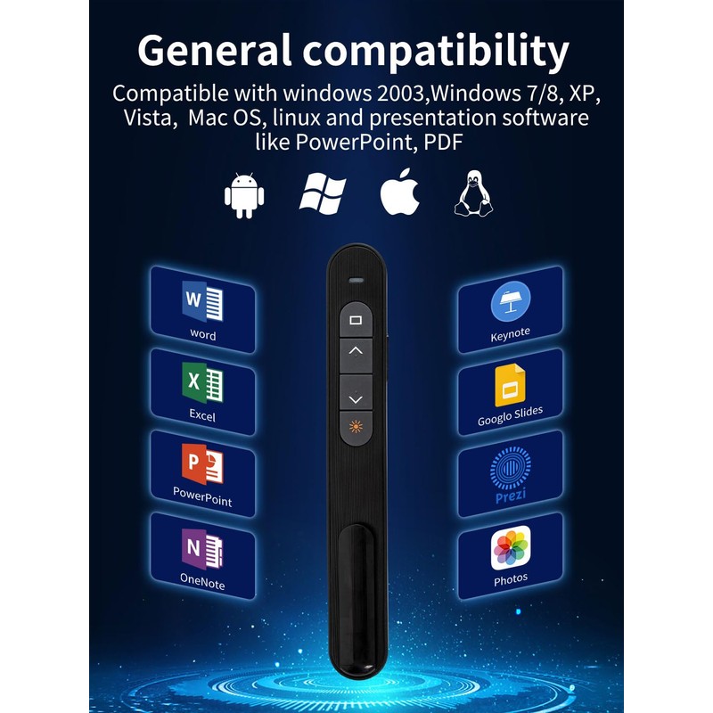 Presentation Clicker, 2.4GHz Clicker for Powerpoint, USB Control Presenter for