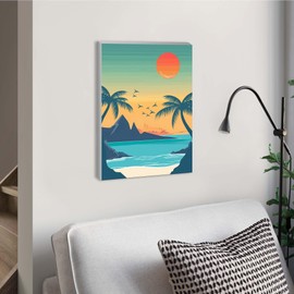 SKRYUIE Framed Paint by Numbers Kits for Adults Scenery, Acrylic Beach Oil Painting by Numbers Kits for Beginner with Paintbrushes Brushes Art Canvas for Home Decor 7.87x11.81 inch / 20x30 cm v2