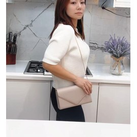 Leah Ward Women's Faux Leather Flap Clutch Bags Wedding Party Handbags For Women (Nude)