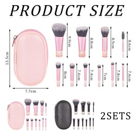2 Makeup Brush Sets, Including Storage Bag, Short Handle Makeup Brush, Multi-Function Makeup Brush, Travel Portable Makeup Brush Set, Beauty Accessories