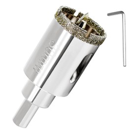 Qjaiune 3-1/2 Inch / 90mm Diamond Hole Saw with Pilot Drill Bit, 1-9/16 Inch Cutting Depth Glass Hole Saw Tile Hole Saw Drill Bit, Ceramic Hole Saw for Marble, Granite, Fiberglass, Porcelain, Quartz