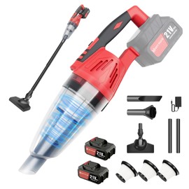 AUTOFU Handheld Vacuum Cordless, Portable Car Vacuum Cleaner with 5500PA Powerful Suction and 2X 2200mAh Battery, Rechargeable Hand Held Vacuum Cleaner with Multi Accessories for Home Office Car Pet