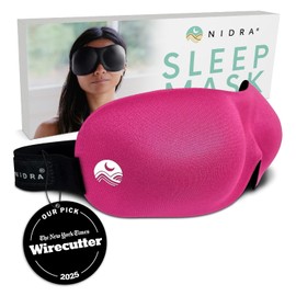 Nidra Ultra-Soft Sleep Mask for Side Sleepers – Contoured 3D Eye Cups, Adjustable Strap – 100% Blackout – Pink, Standard Size
