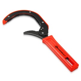 Powerbuilt Universal Auto-Sizing Oil Filter Wrench – Fits 2-3/4" to 3-3/4" Filters, Spring-Loaded Jaws, Steel Construction, Padded Handle for Comfort and Grip - 942006