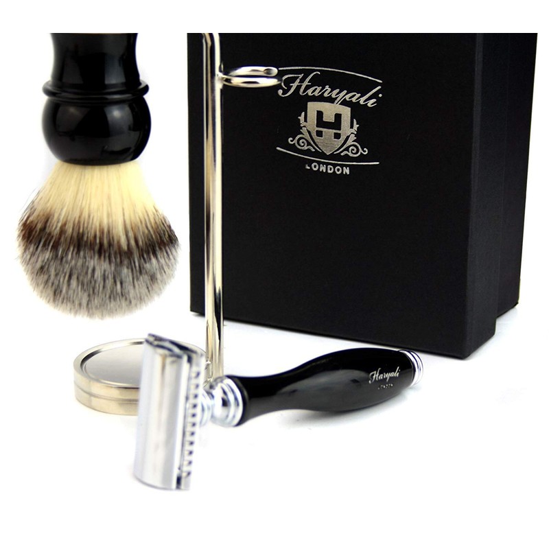 Vintage De Safety Razor Luxury Shaving Set with Synthetic Hair