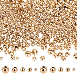 NBEADS 360 abalorio de latón macizo chapado en oro de 24 quilates, abalorio espaciadoras de metal de 5 tamaños, abalorio doradas para hacer pulseras, collares, arete, joyas, agujero de 1 a 2 mm