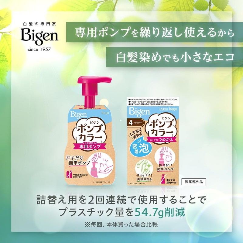 Hoyu Bigen Pump Color 3RB (Rich Brown), 2 Refills +