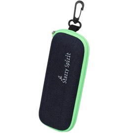 StarrySpirit SMK11 Denim Glasses Case, Glasses Case, Sunglasses Case, Lightweight, Durable, Carabiner Included, Unisex,, green