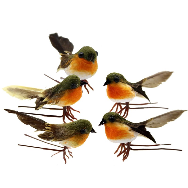 10PCS Robin Bird Christmas Tree Decoration Craft Very Cute Artificial