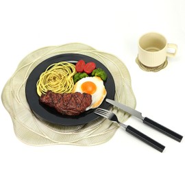 QWORK Round Placemat, 12 Pack 15 Inch Round Gold Rose Placemat & 4 Inch Coaster Set, Non-Slip Insulated Table Mats for