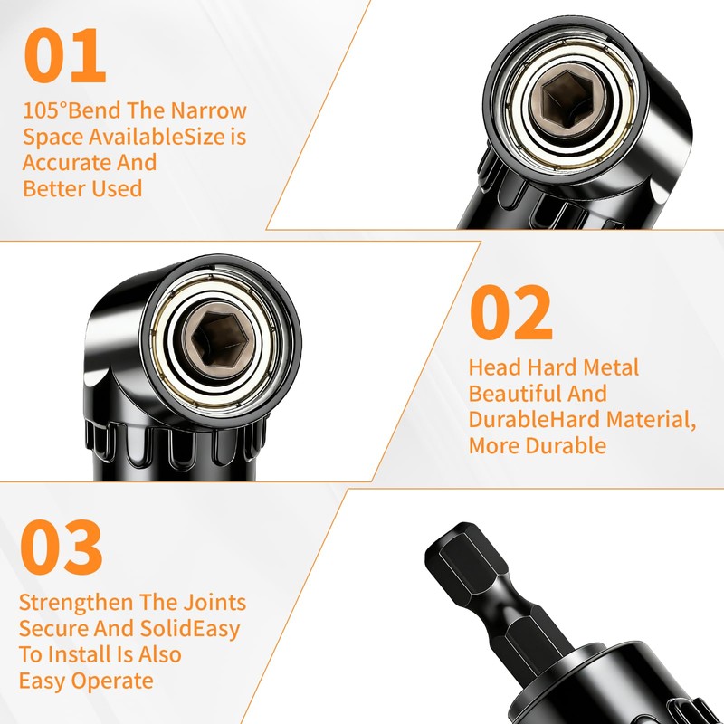 GRENPRO Flexible Drill Bit Extension Set 4PCS 1/4-1/2 Inch Socket