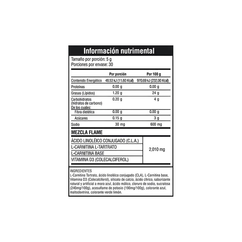 Musclefit Flame L-carnitina Adicionado Con Cla 30servicios