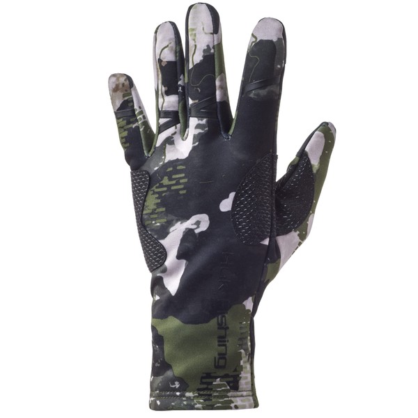 HUK Unisex-Adult Standard Liner Fleece Fishing Glove with Touchscreen Fingers, Refraction-Hunt Club Camo, Small-Medium