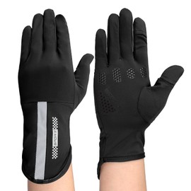 Summer Breathable Thin Elastic Gloves for Women Girls Cool Ice Silk Sun Protection Driving Gloves Extended Sleeves Cycling Gloves Anti-Skid Full Finger Touch Screen Gloves for Biking Hiking Fishing