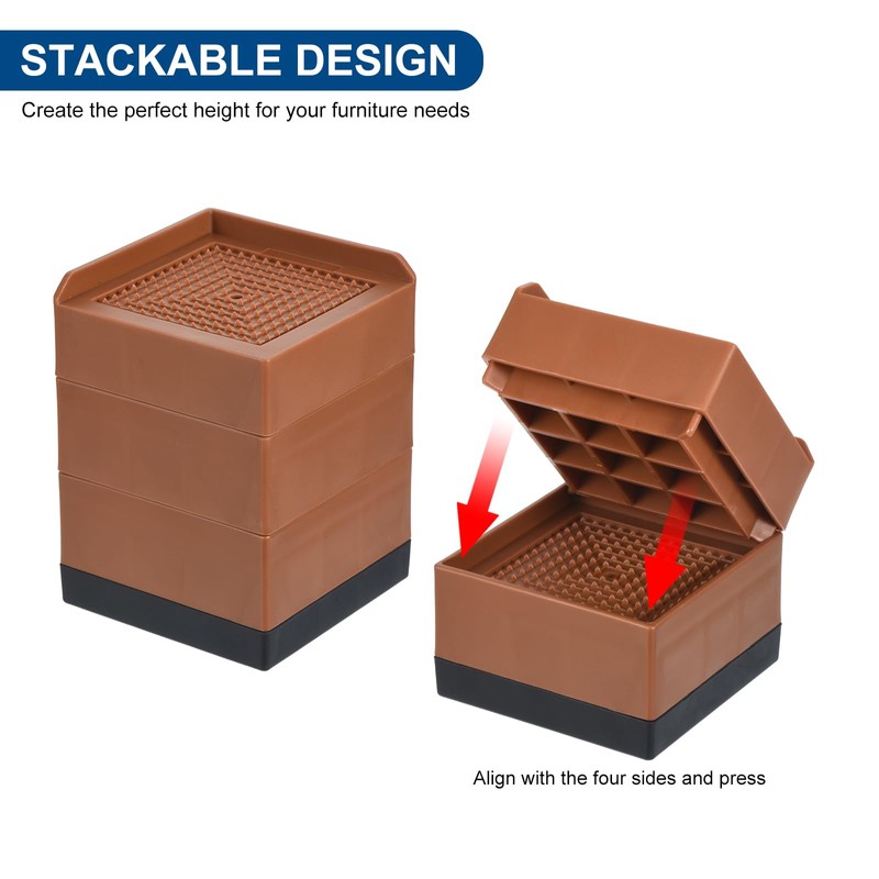 sourcing map Furniture Risers 1.5 Inch, 4Pcs Square Bed Risers