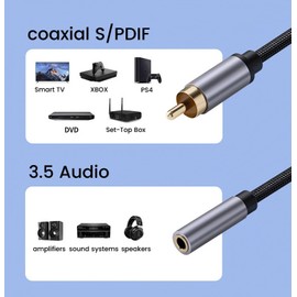 TV to Speaker, Coaxial S/PDIF to AUX 3.5 Audio Cable with USB Power