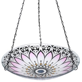 MUMTOP Hanging Bird Bath-Bird Baths for Outdoors - 12 Inch Glass Bird Water Bowl Bird Feeders for Outside, Garden, Lawn Yard Decor