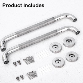 2Pcs Non-Slip Staircase Handrail, 33.5cm Stainless Steel Outdoor Handrail, Stair Handrails for Elderly Outdoor Indoor Stairs Steps, Handrail Brackets Staircases Exterior Railing Hand Rails, 13 Inch