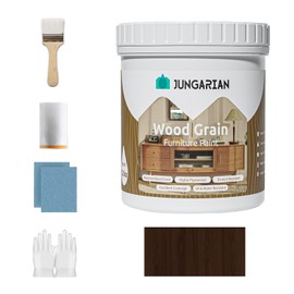 Jungarian Wood Grain Furniture Paint 32oz with Tools - All-in-One No Need Prime No Need Varnish - Water-based & Low Odor - Outdoor & Indoor Wood Paint for Furniture and More - Dark Oak