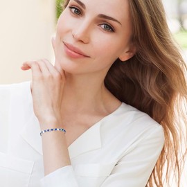 Suyi Tennis Bracelet Birthstone Cubic Zirconia Bracelet Silver Silder Bracelet Birthday Jewellery December Birthstone Bracelet