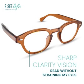 Brown Retro Clear Frame Blue Light Reading Glasses for Women with Sturdy Made - Trendy Bluelight Blocking Readers for Women - Suitable for all Face Shapes Fashion Blue Blocker Cheaters - Readers 2.5