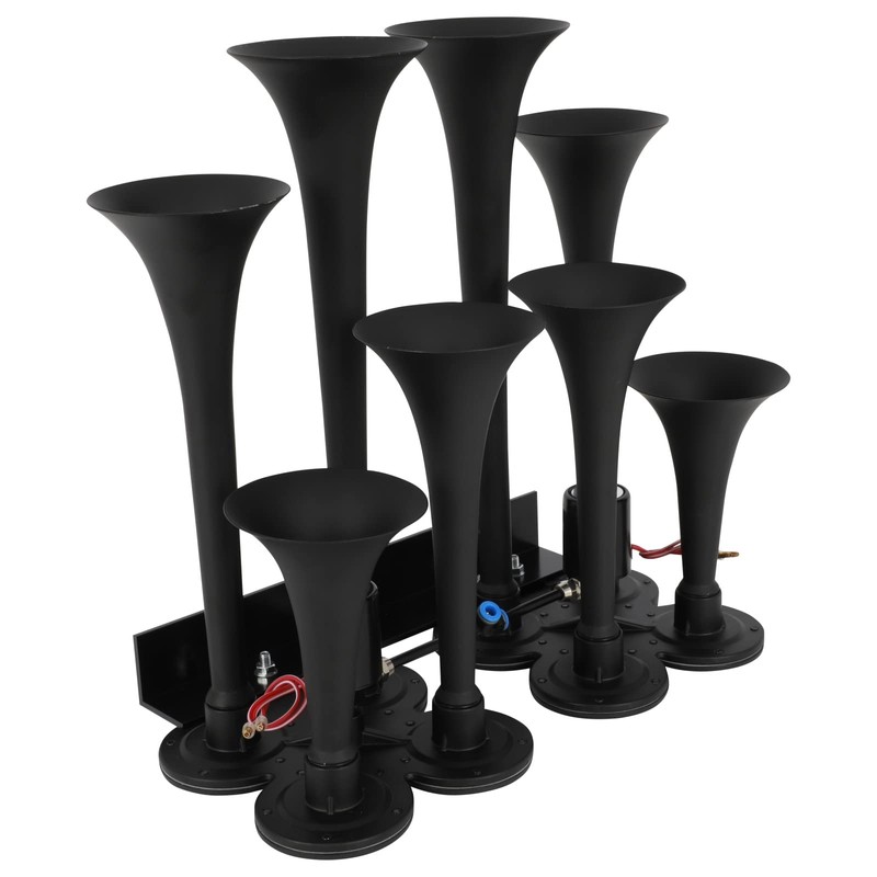 cciyu Train Air Horn 135dB Train Horn Black 8 Trumpets