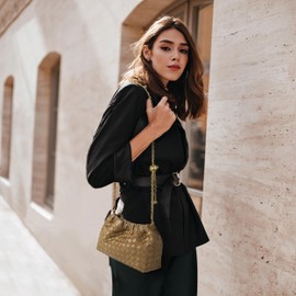 Woven Leather Small Crossbody Bag For Women Trendy. Dumpling Bag Ruched Clutch Purse For Women Evening Bag. Hobo Bag Cloud Purse Shoudler Bag.