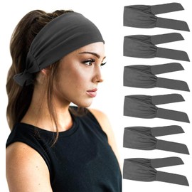 DRESHOW 6 PCS Adjustable Headbands for Women Knotted Headbands Elastic Non-Slip Fashion Hair Bands for Workout Sports Running Yoga