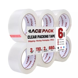 supplyhut 6 Rolls Shipping Packaging Box Packing Sealing Tape 2 mil 2" x 110 Yard