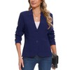 MINTLIMIT Women's Work Blazer 2-Button Patch Pockets Notch Collarless Lightweight