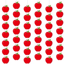 Sinload 8 Pcs Apple Classroom Decorations Red Apples Garland Banner Back to School Paper Cutouts Hanging Decor for Home Chalkboard First Day of School Party Supplies