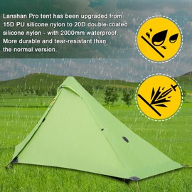 ROOMEDAL 3F UL Gear Lanshan PRO Lanshan Ultralight Tent 3 Season Backpacking Tent for 1 Person, Waterproof Professional Tents for Camping, Trekking, Kayaking, Climbing, Hiking