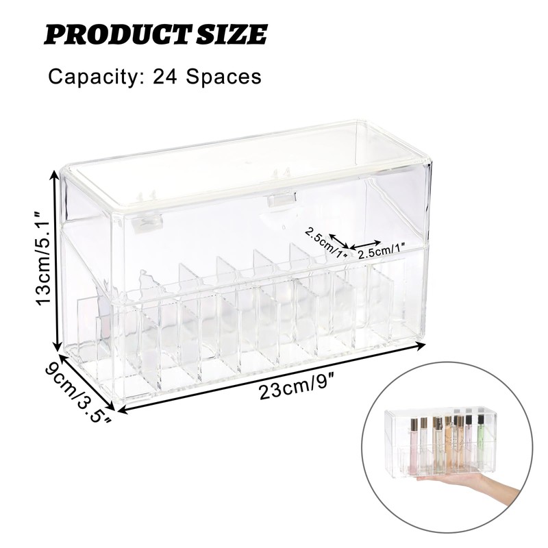 ELLDOO Rollerball Perfume Organizer, 24 Spaces Clear Acrylic Perfume Storage