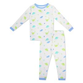 Dinosaur Toddler Pajamas - 95% Bamboo Viscose, 5% Spandex - Soft, Breathable Long-Sleeve Sleepwear Set for Kids, Unisex Tagless PJs, Imported